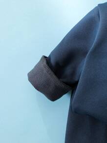 SHEIN 新生儿休闲日常可爱趣味卡通大象印花 3D 象耳设计圆领长袖卫衣和长裤套装，适合外出、居家和摄影 - 藏蓝色 - 查看 6