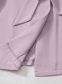 Seusyu 女士休闲西装套装，翻领无袖上衣和裤子两件套 - 淺灰紫 - 查看 8