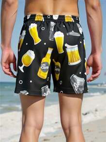 Manfinity VDAYZ Men's Casual Beer Print Beach Shorts
