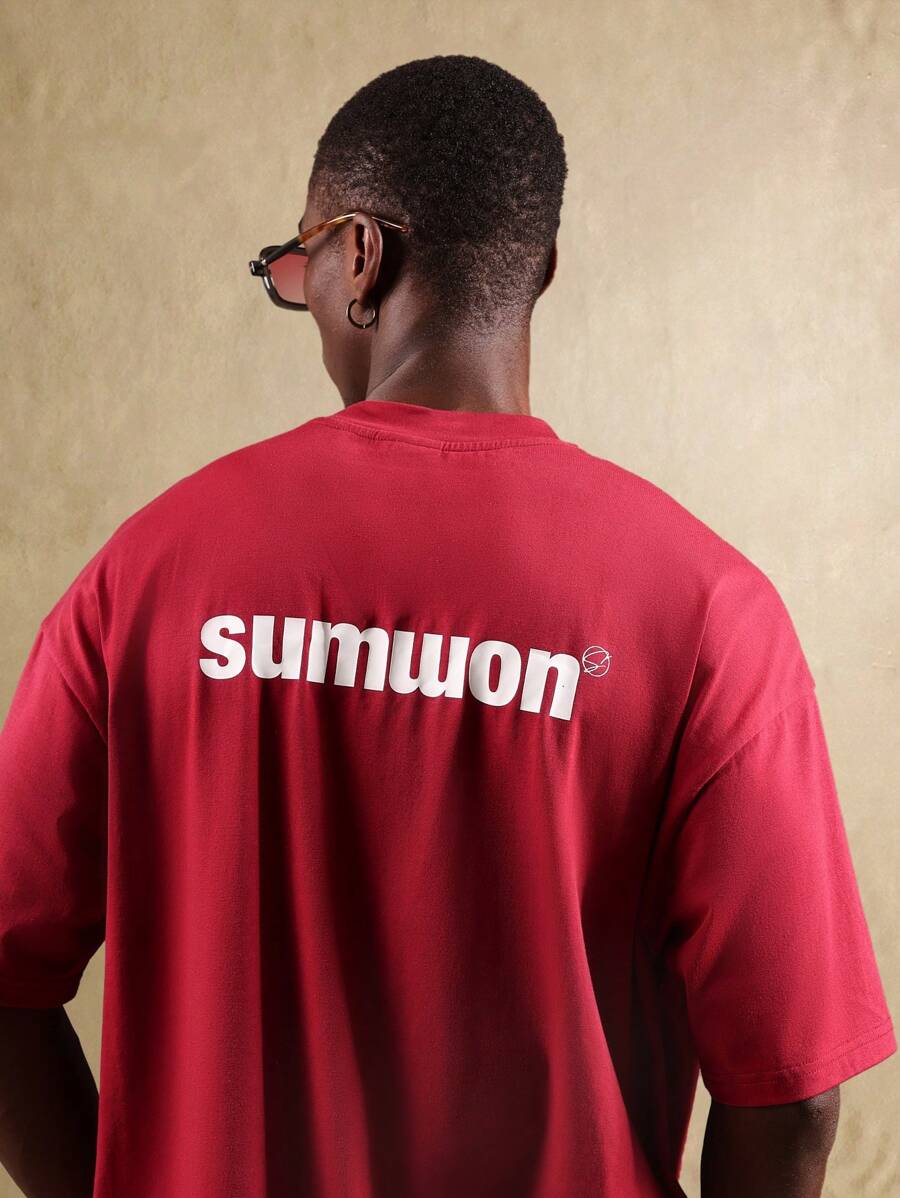 SUMWON Streetwear Signature Collection Oversized Basic T-Shirt Casual Urban Everyday Essential Men Tee Minimalist Design Summer Apparel