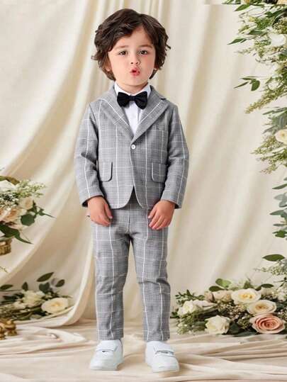 新款4-7岁男童休闲西装套装韩版帅气儿童春秋英伦户外两件套