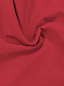 Franclia 女士优雅甜美春夏法式蕾丝花边系带前开襟露肩短款衬衫 - 紅色 - 查看 6