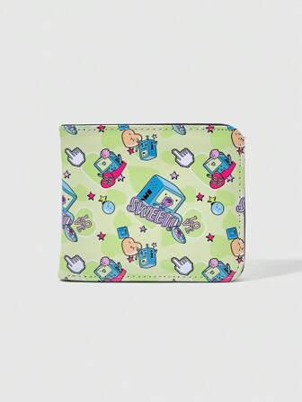 Adventure Time X ROMWE 1pc Casual Funky Colorful Star Letter Game Console Cartoon Character Allover Print Wallet