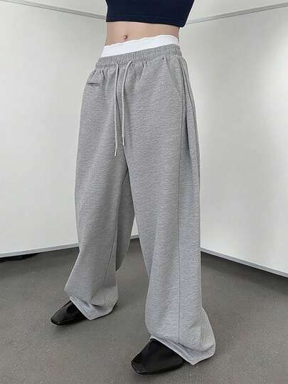 Claim Dot Men's Casual Loose Fit Sweatpants, INS Drawstring Waist Vacation Loose Daily Street Wear Sweatpants, Gifts For Husbands And Boyfriends