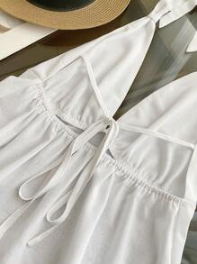 Women V-Neck Spaghetti Strap Tank Top, Sexy, Summer - White - View 3