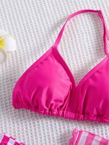 Bộ đồ bơi 3 món cho bé gái, họa tiết sọc và hoa phong cách đi biển - Màu Hồng Tươi - Xem 8