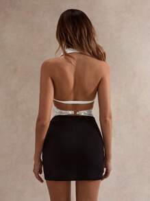 Glamine Women's Fashionable Sexy Sequin Backless Halter Vest Waistcoat, Summer - White - View 2