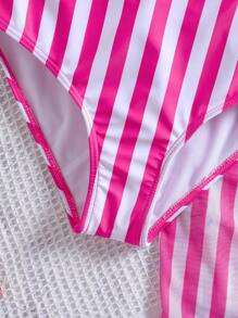 Bộ đồ bơi 3 món cho bé gái, họa tiết sọc và hoa phong cách đi biển - Màu Hồng Tươi - Xem 4