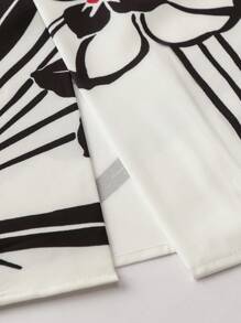 Irokai Japanese Style Printed Kimono Yukata Divided Clothing Set, Suitable For Summer Festivals Japanese Women's Traditional Floral Print Yukata Bowknot Yukata (Modified Japan Style Kimono Robe), Easy Wearing - Black and White - View 8