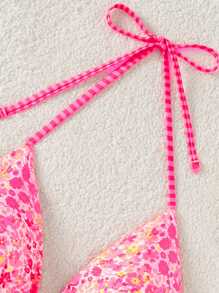 Swim Mod Women's Cute Ditsy Floral Spaghetti Strap Backless Bikini Top For Summer Beach Vacation - Multicolor - View 5