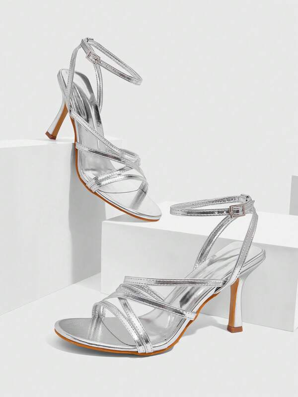 CUCCOO SZL Sandalias de tacón alto para mujer con puntera cuadrada, decoración de rhinestones y diseño transpirable para el verano