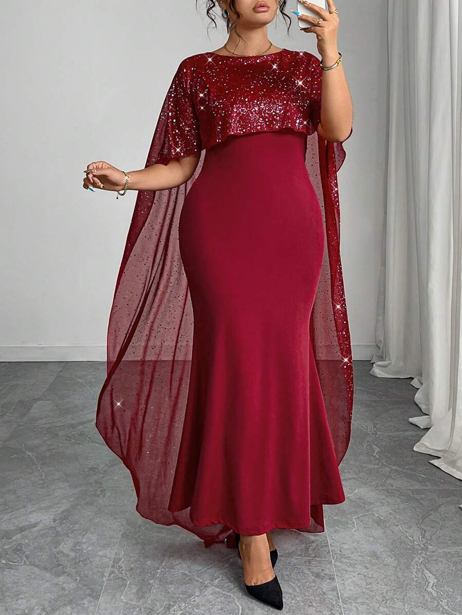 SHEIN Clasi 大码正式优雅奢华晚礼服 - 紅色 - 查看 1