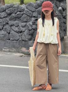 Dazy Kids 秋季童装女童碎花无袖上衣和裤子两件套