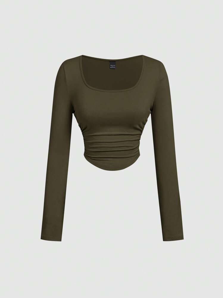 Women Two-Piece Outfits - Army Green - View 5