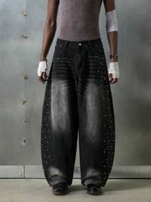 NEON BLANC 男士街头时尚曲线牛仔裤，长款宽松版型独特牛仔裤