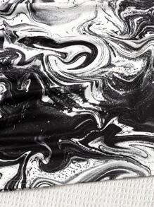 SHEIN Teen Girl Wavy Pattern Cami Strap Form-Fitting Dress - Black and White - View 4