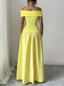 Rafferiza 女士露肩纯色长裙，优雅