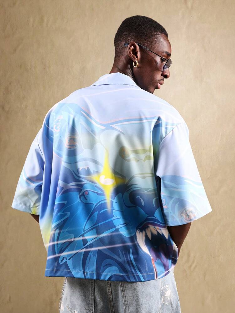 Artistic All Over Print Loose Fit Button Down Shirt