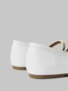 SheIn MOD Zapatos planos versátiles con decoración de cadena de metal, cómodos para mujer, adecuado para ir a trabajar