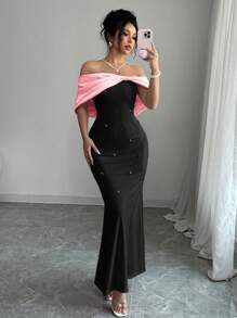 Rafferiza 女士大蝴蝶结缎带连衣裙 - 黑色 - 查看 6