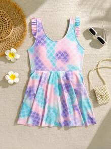 Tween Girls One-Piece Swimsuit, Digital Printing Cute Playful Design, Suitable For Swimming, Beach, Holiday Party