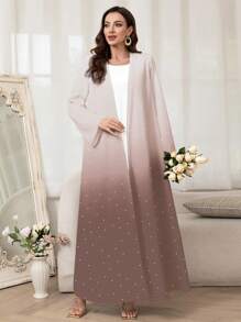 Al Najma 女士渐变色波尔卡圆点印花长袖阿拉伯长袍罩衫