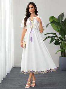 Lacomfia 2025 Summer High-End Relaxed Linen Vacation High-End French Romantic Dress For Women