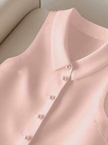 INAWLY Solva Women's Solid Color Minimalist Sleeveless Blouse, Everyday Wear