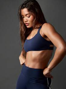 MISSGUIDED High Impact Cross Back Sports Bra Power Support Maximum Control Moisture Wicking Medium High Neck Fitness Exercise Yoga Running - Blue - View 6