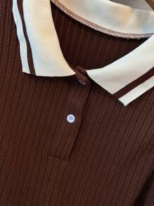 GlowEve CURVE Plus Size Bestselling Contrast Color Polo Collar Casual Summer Knit T-Shirt