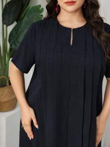 SHEIN Najma 女士宽松休闲传统阿拉伯风格长裙，夏季 - 寶藍色 - 查看 6