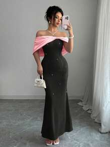 Rafferiza 女士大蝴蝶结缎带连衣裙 - 黑色 - 查看 3