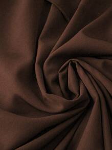 SHEIN Clasi 大码优雅纯色长裙，夏季 - 棕色 - 查看 4