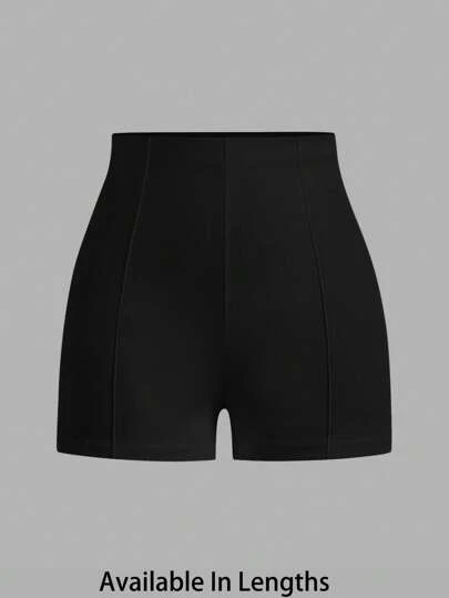 SHEIN Tall CURVE Pantalones cortos de talle alto y ajustados de unicolor para mujer de talla grande para el Día de San Valentín