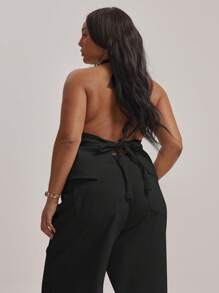 MUSERA 加大码露背纽扣牛仔背心，仅限毕业季穿着，性感可爱优雅，适合度假和夏季穿着。 - 黑色 - 查看 3