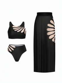 Elenzga Summer Fashion Sexy Two-Piece Swimsuit & Beach Cover Up