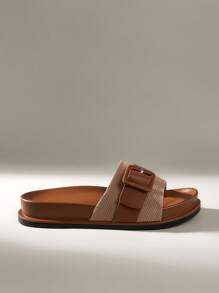 Solecia Dép đế bằng màu nâu đi biển thời trang nữ - màu nâu - Xem 1