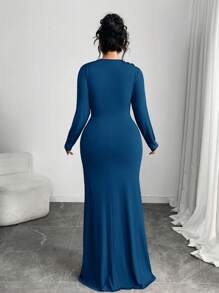 Modelyn Vestito elegante a trapezio con decorazione floreale 3D e volant, taglie comode per donne di taglia grande