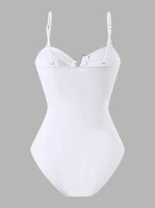 Swim Oasis Women 2025 New Solid Color Strapless Hollow Out Swimsuit With Mesh Maxi Skirt, Beach Resort Summer Casual Set - White - View 4