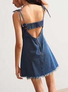 Bohemela 女式休闲纯色牛仔吊带迷你连衣裙