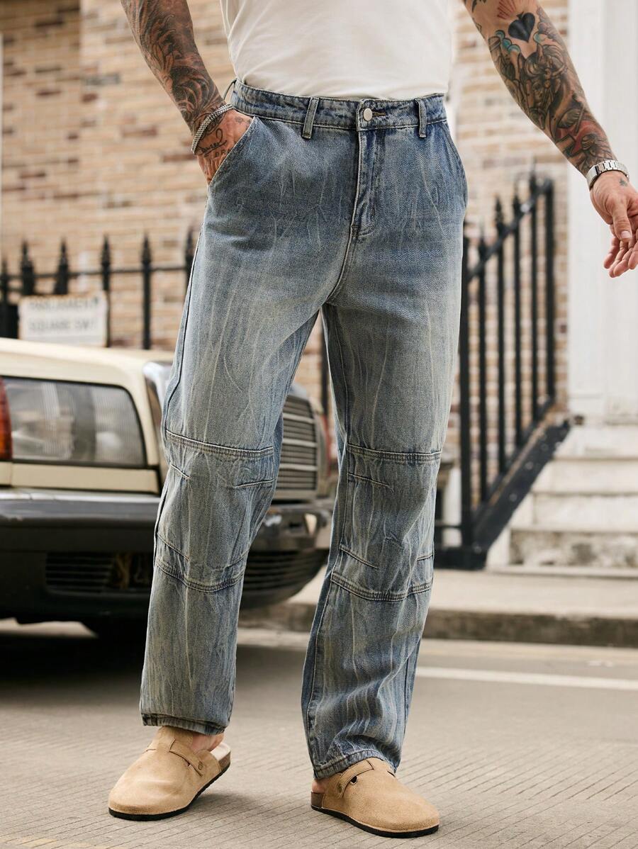 Manfinity LEGND Men's Relaxed Fit Straight Leg Pockets Casual Versatile ...