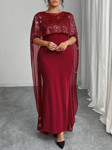SHEIN Clasi 大码正式优雅奢华晚礼服 - 紅色 - 查看 5