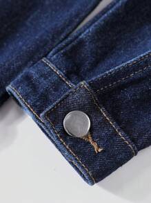 Jaqueta Denim Casual Masculina com Gola Virada para Baixo e Bolso Grande, Solta e Versátil