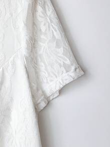 SHEIN Clasi Blusa elegante de talla grande con volantes de encaje y unicolor para el verano - Blanco - Ver 10