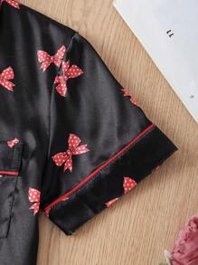 Sweet & Cute Spring Tween Girls Bow Print Pajama Set Top & Shorts