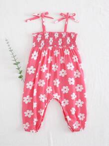 Cozy Pixies Baby Girl Floral Print Strap Waist Jumpsuit - Multicolor - View 2