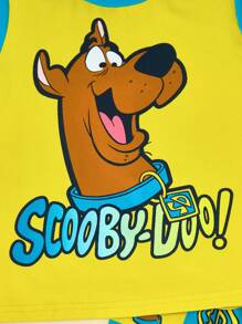 SCOOBY-DOO X SHEIN 男童卡通印花黄蓝休闲短袖T恤短裤夏季睡衣套装透气阻燃 - 黃色 - 查看 4