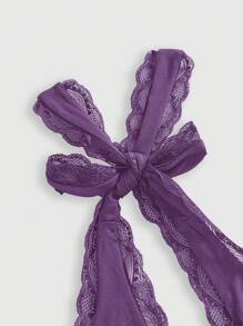 ROMWE Grunge Punk Women's Y2K Solid Color Lace Trim Backless Halter Top