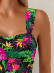 Swim Lushoire 1pc Women's Tropical Print Vacation Casual One-Piece Bikini Swimsuit For Summer - Multicolor - View 5