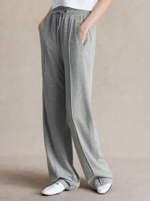 Briarwyn Casual Solid Color Knit Loose Wide Leg Sports Jogger Pants Women Summer Clothing Women Clothing Pants,Fall Women Clothes,Back To School Clothes,Old Money Clothes,Casual Maxi Sports Trousers